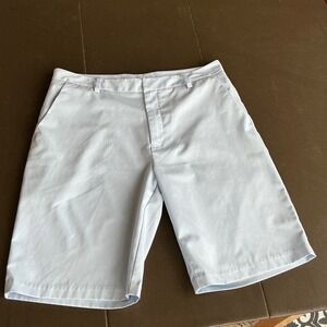 Ashworth Mens Golf Shorts Light Blue Flat Front Polyester Chino Size 32W